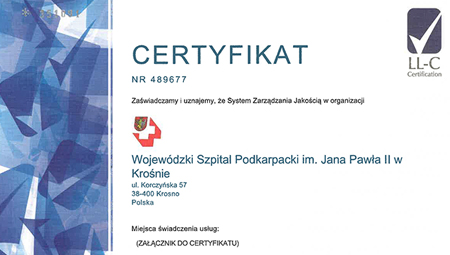 Szpital w Krośnie z certyfikatem ISO 9001:2015
